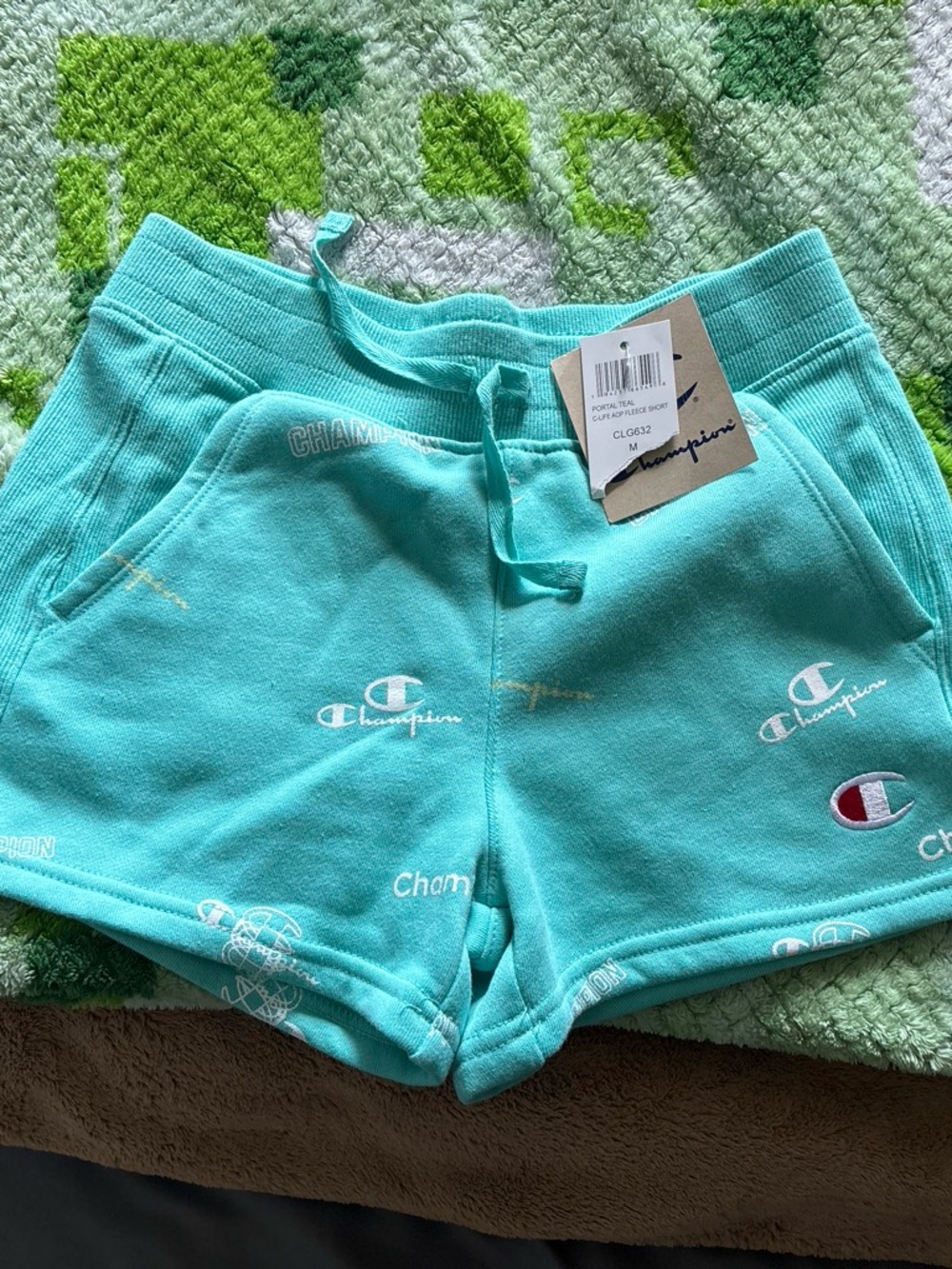 Champion Aqua Logo Print Pull-On Girls' Shorts M 10/12